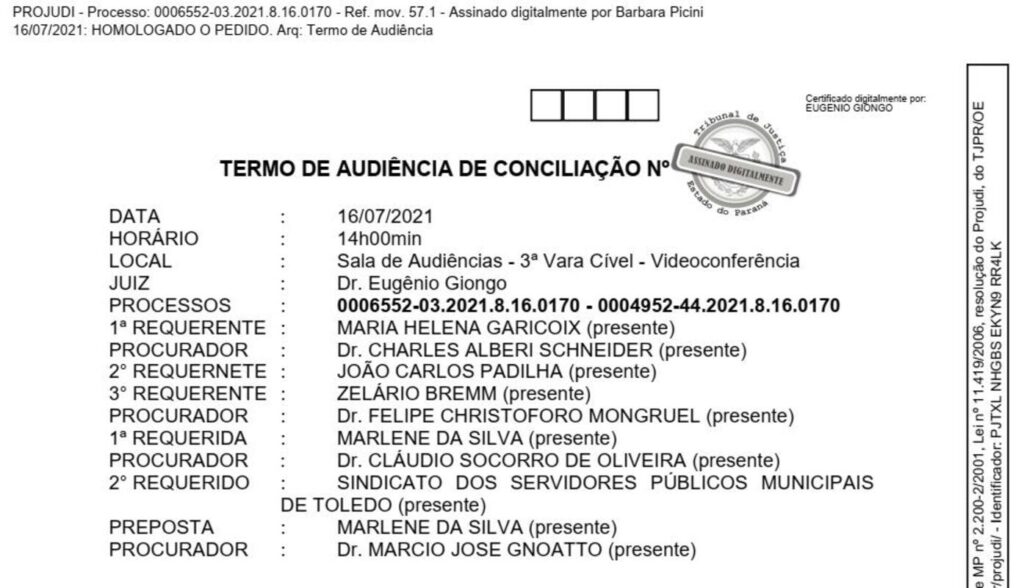 Chapas que concorrem à direção do SerToledo fazem conciliação na Justiça e eleições estão marcadas para os dias 09 e 10 de agosto