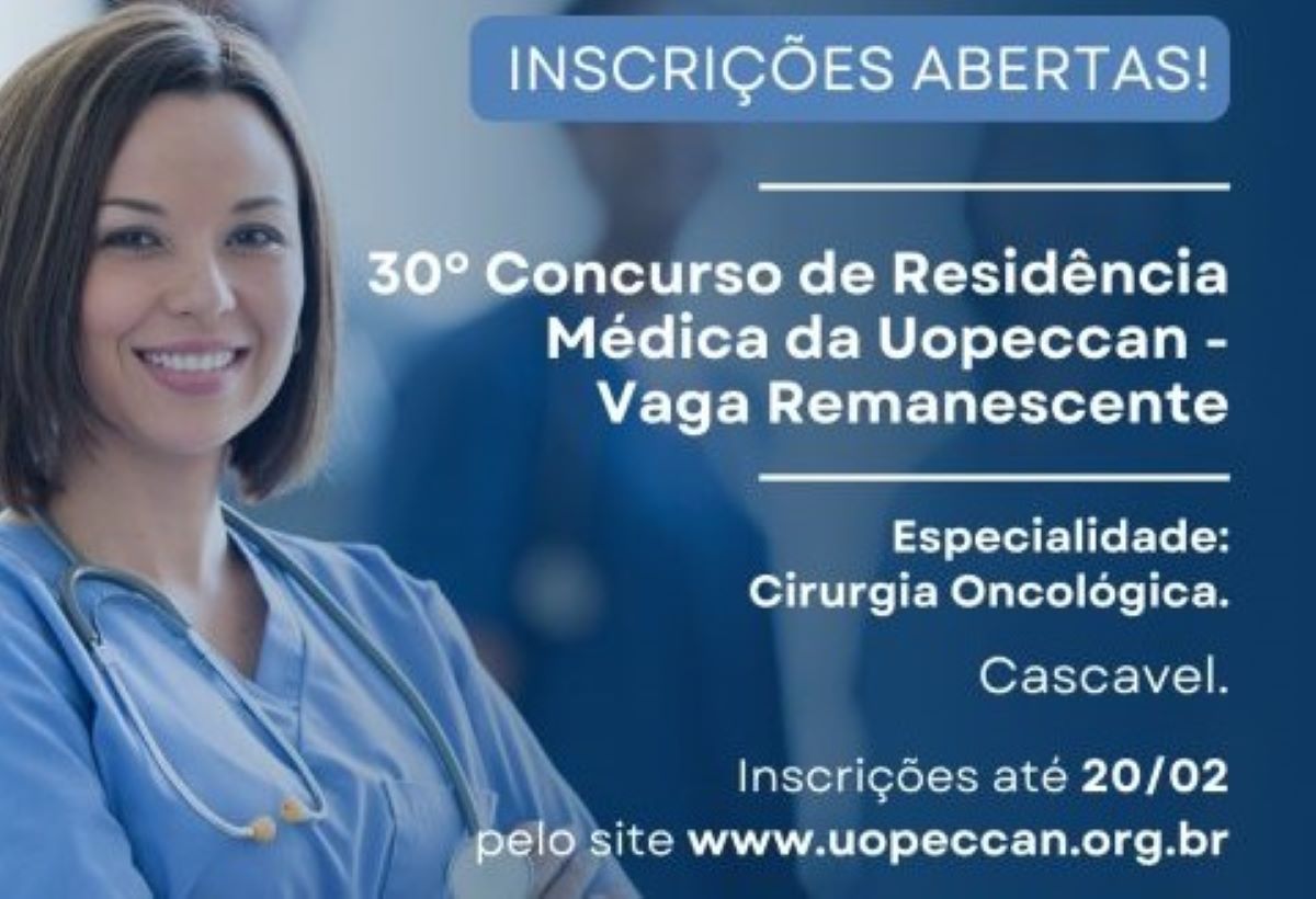 Uopeccan abre inscrições para vaga remanescente do Concurso de Residência Médica