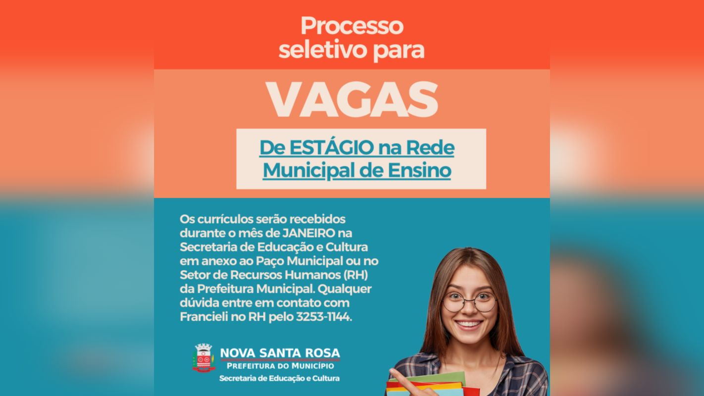 Envie seu currículo para estagiar na Rede Municipal de Ensino de Nova Santa Rosa em 2024