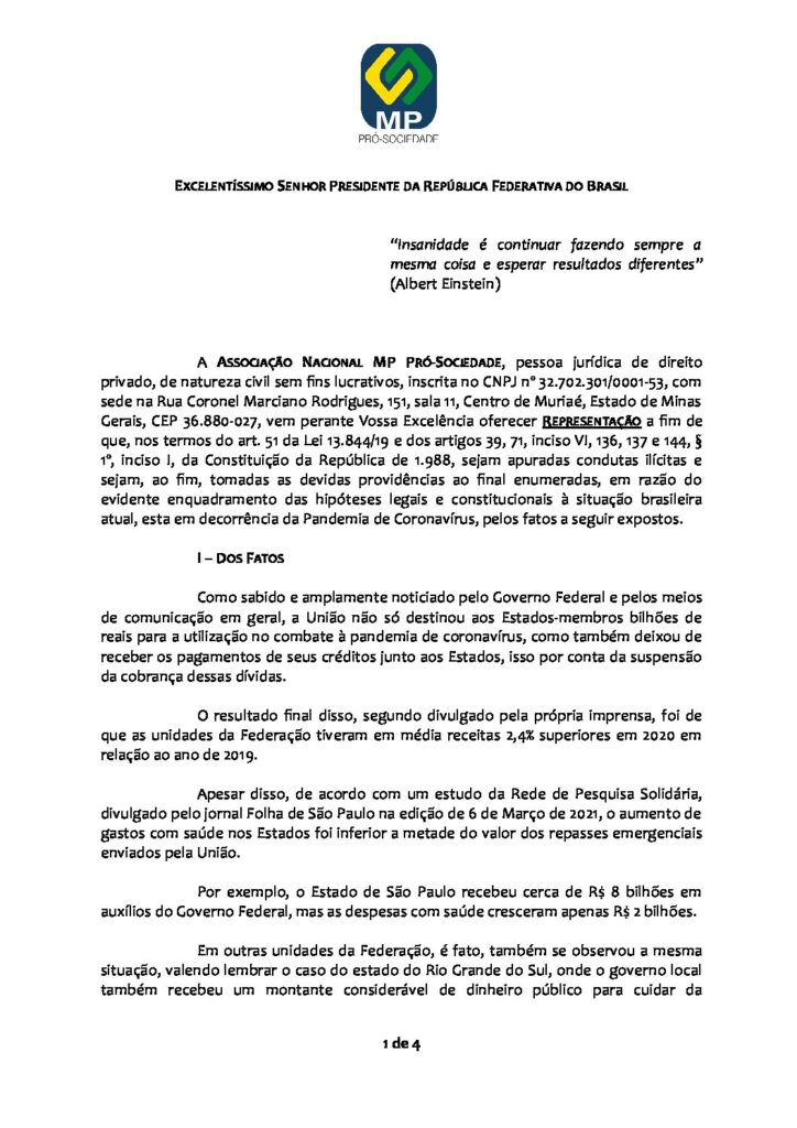 Estado de Defesa é protocolado junto à Presidência da República