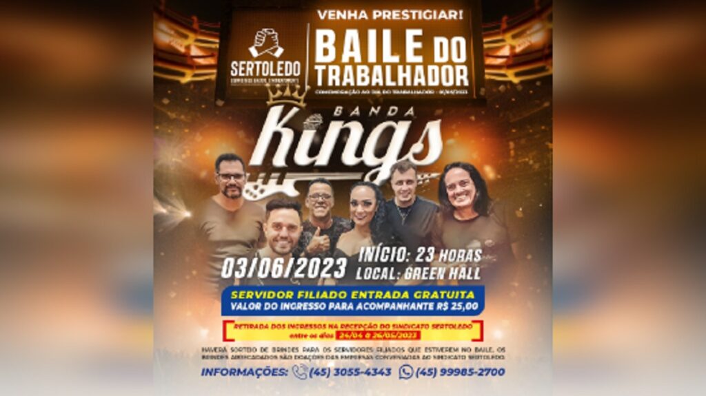 Sindicato SerToledo promove o Baile do Trabalhador em junho; ingressos já estão à venda