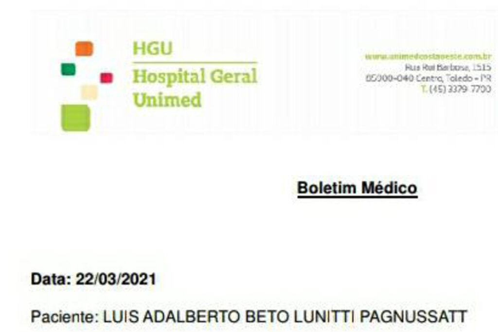 Boletim médico - Pe. Sérgio Augusto Rodrigues (15/03)