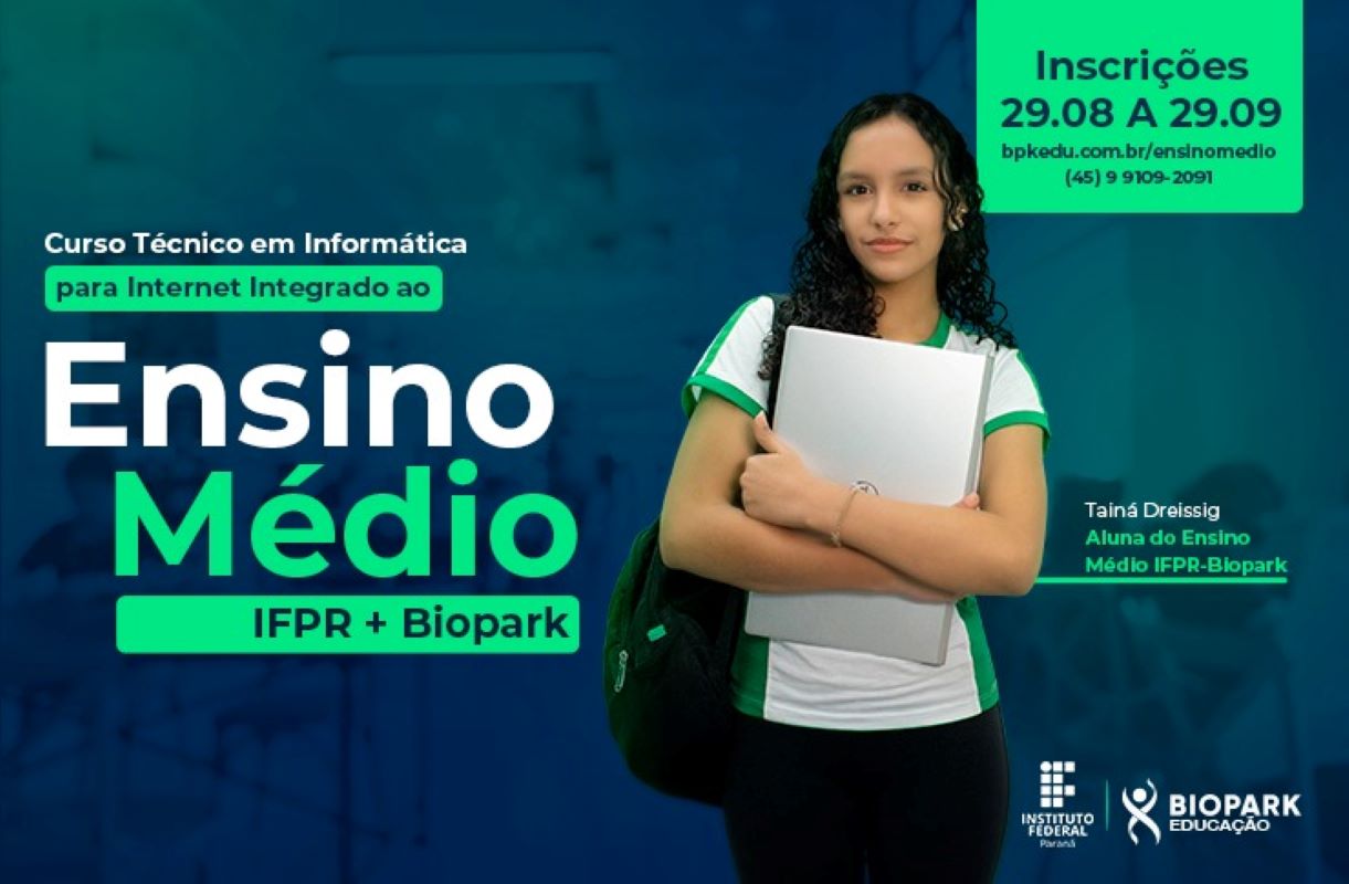 Curso Técnico Integrado ao Ensino Médio do IFPR/Biopark está com inscrições abertas