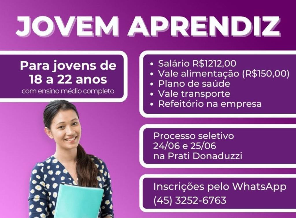 OPORTUNIDADE: Grupo Prati-Donaduzzi abre mais de 80 vagas para Jovem Aprendiz