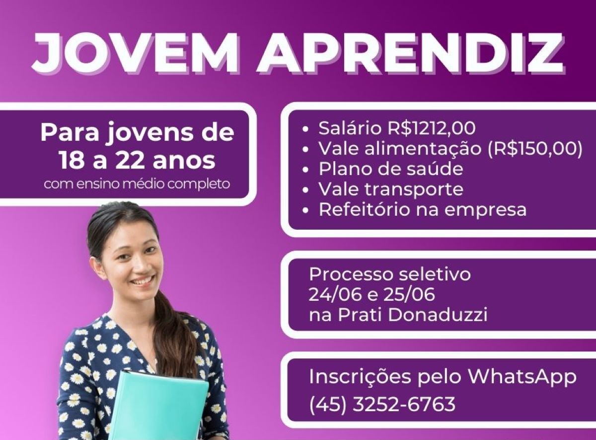 OPORTUNIDADE: Grupo Prati-Donaduzzi abre mais de 80 vagas para Jovem Aprendiz