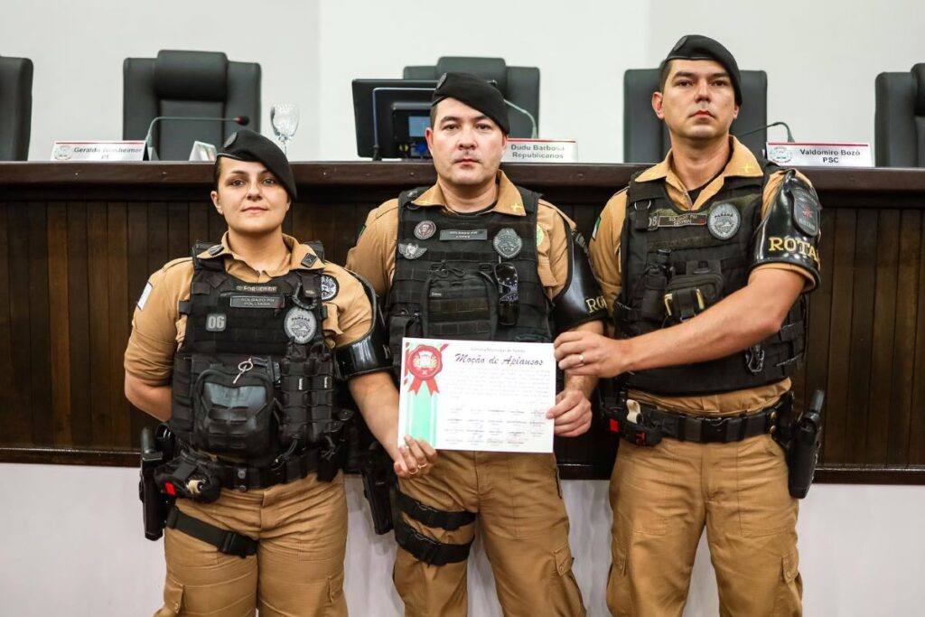 Policiais da ROTAM do 19º BPM recebem Moção de Aplausos na Câmara de Toledo por grande apreensão de drogas