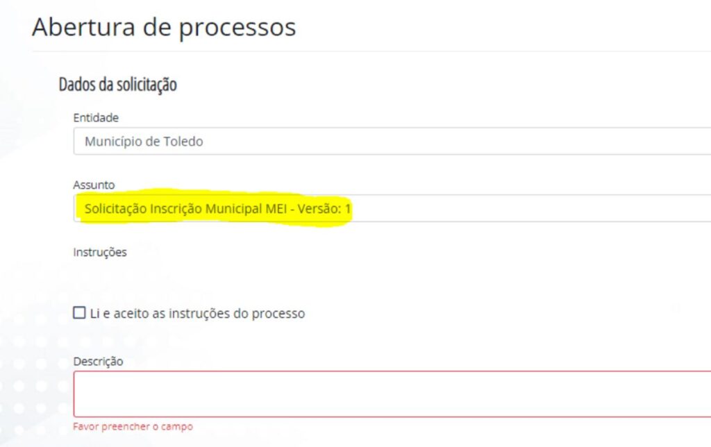 MEI deverá solicitar Inscrição Municipal em Toledo