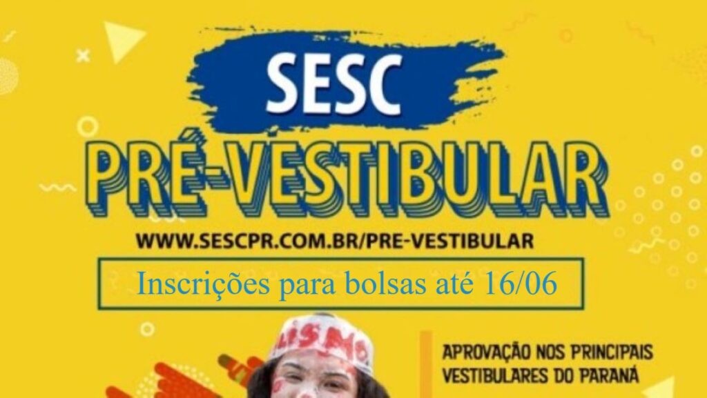 Sesc oferta curso pré-vestibular on-line gratuito para todo o Paraná